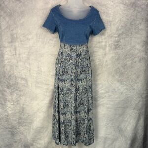 Vtg Y2k Jonathan Martin Womens Denim babydoll Top Dress Sz 11/12 Phoebe Buffay